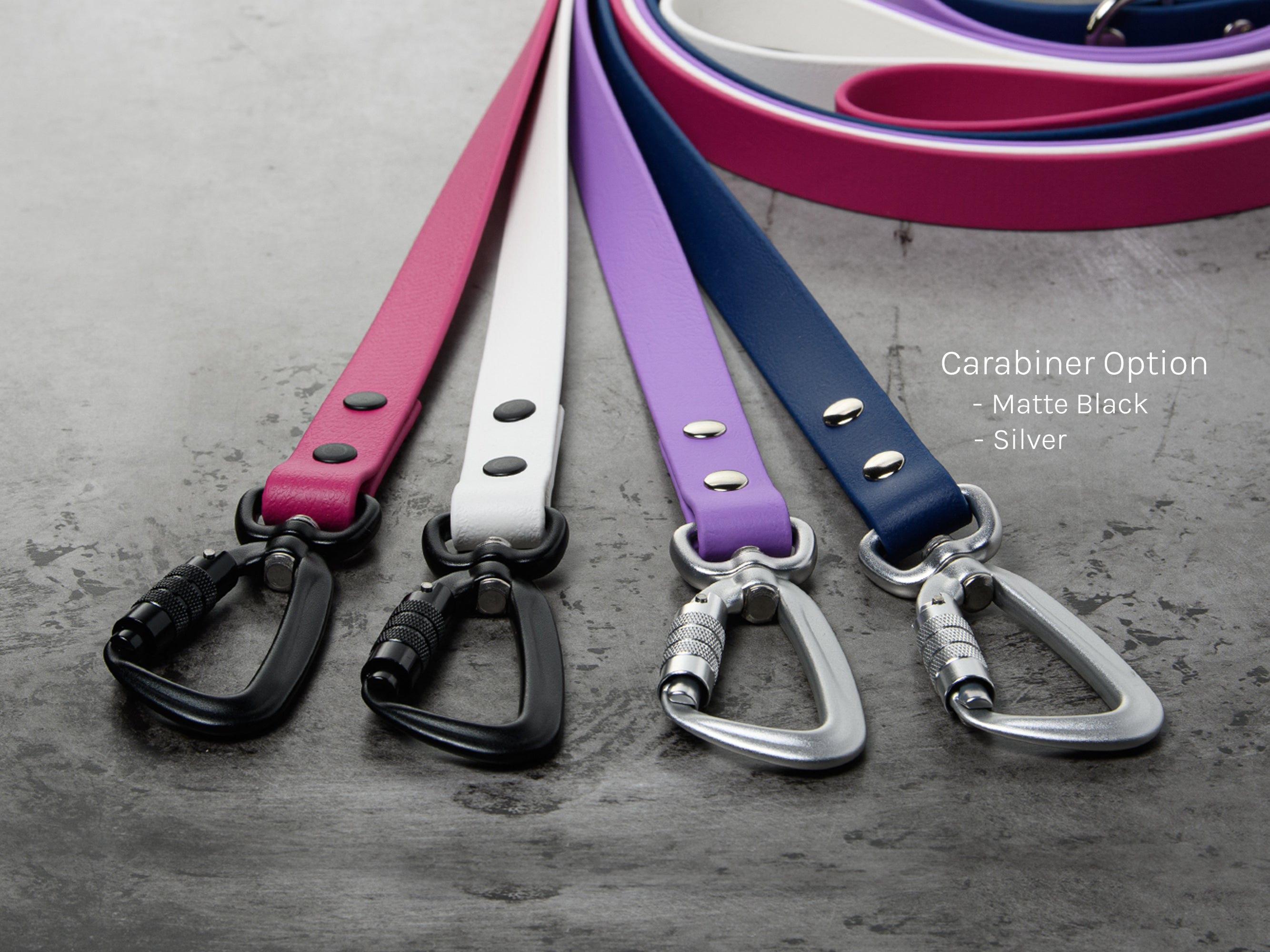 a set of four lanyards with carabine options